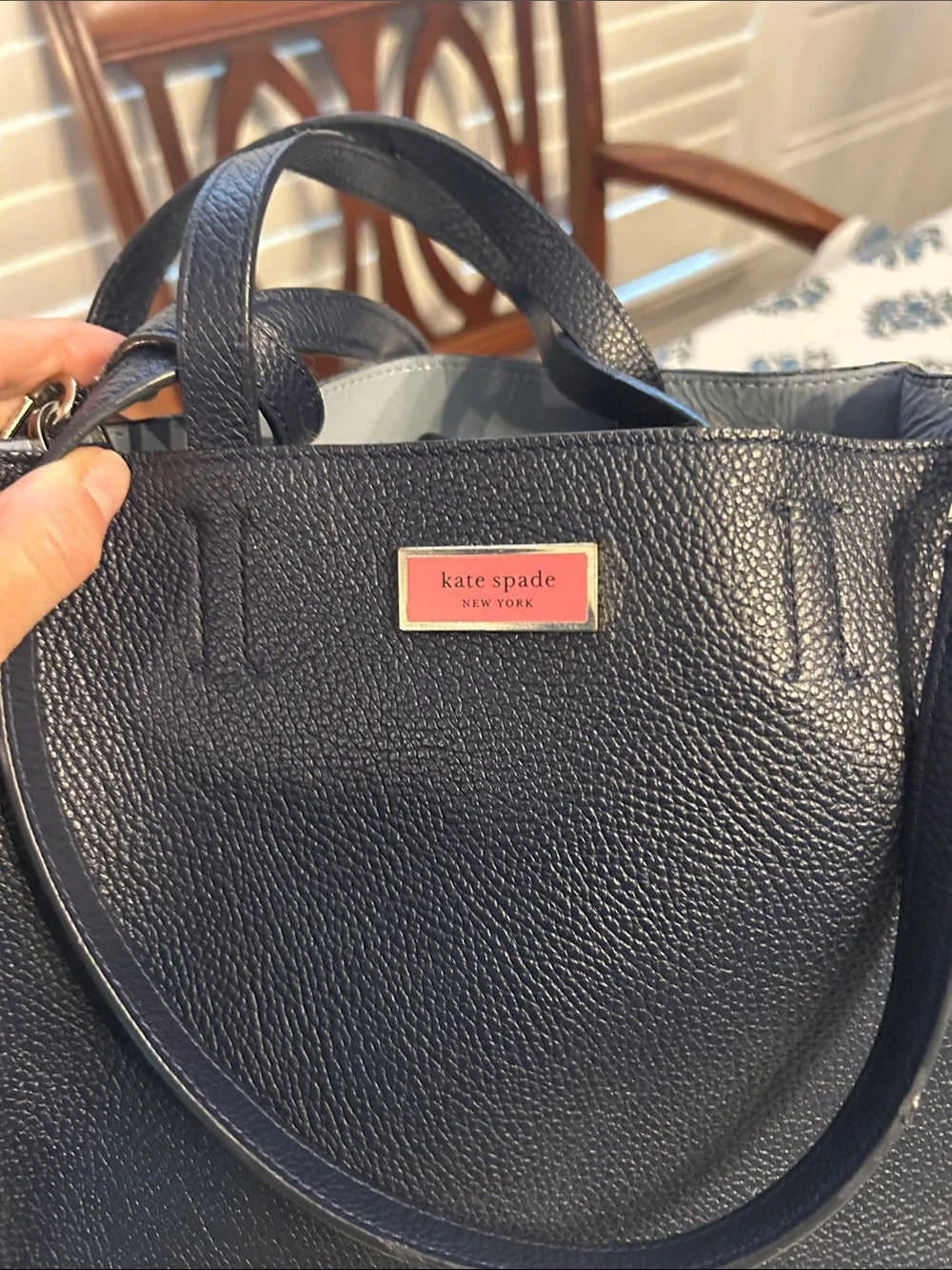 kate spade Black Pebbled Leather Tote with Shoulder Strap